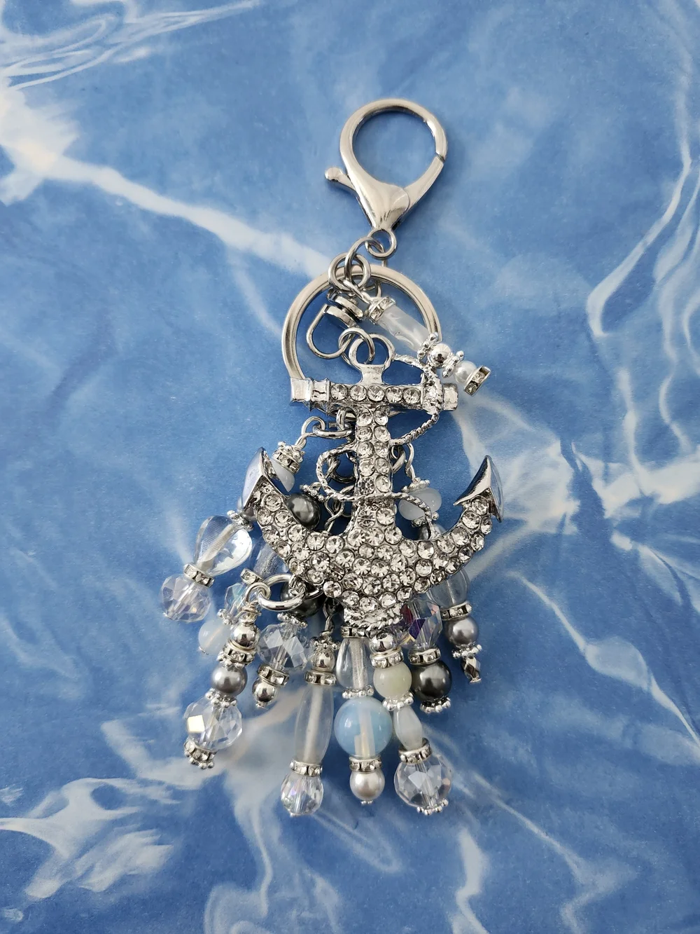 Cruise Anchor Purse Charm or Keychain Opal Crystal Rhinestone Handcrafted